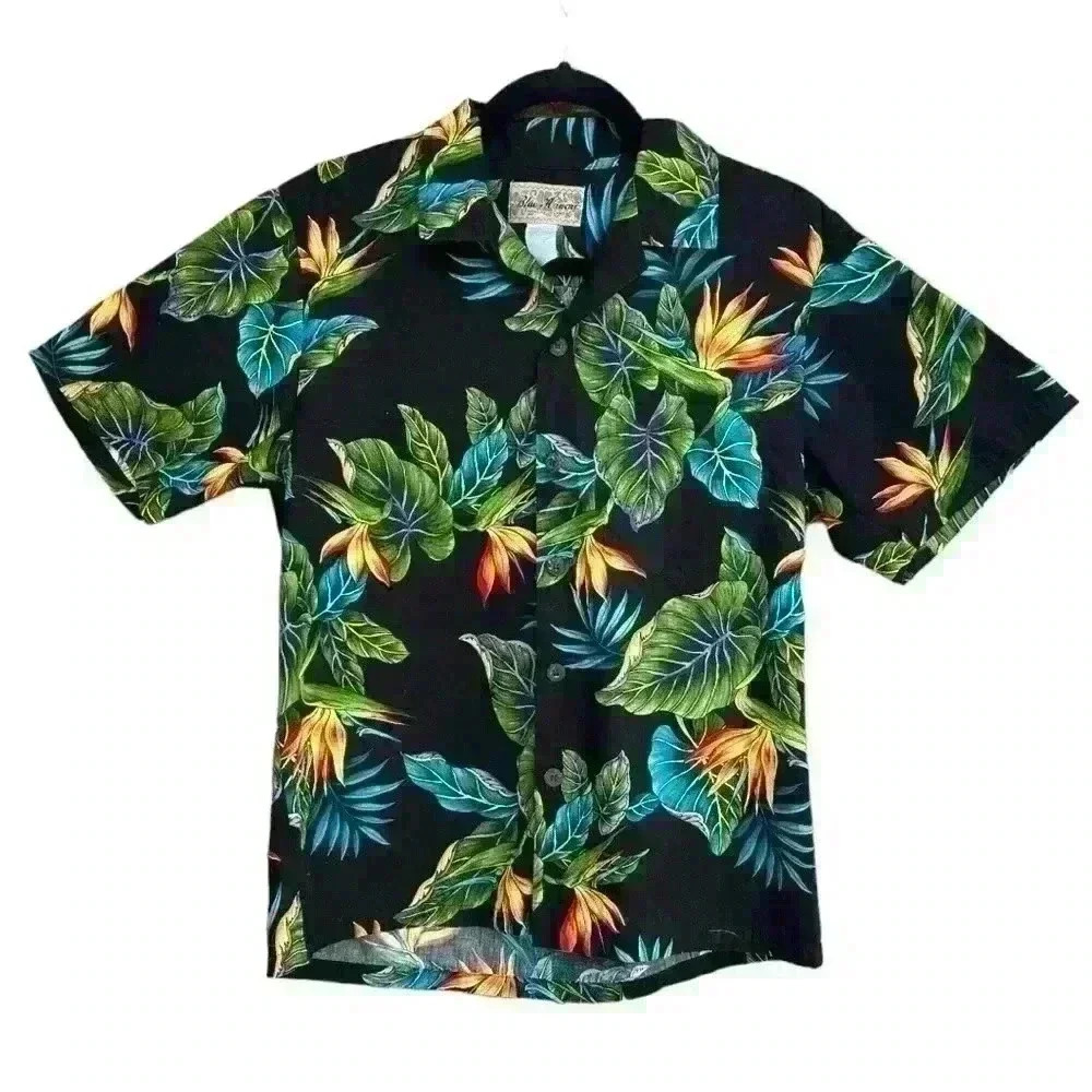 Blue Hawaii Bird of Paradise Shirt Size S